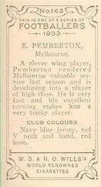 1933 Wills's Victorian Footballers (Small) #163 Edwin Pemberton Back